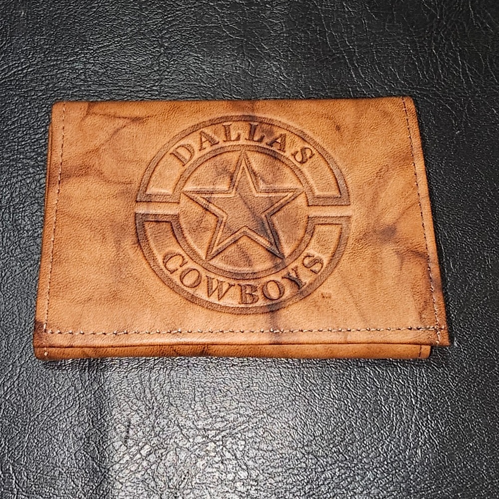 New Dallas Cowboys Brown Leather Trifold‎ Wallet 9"x4"